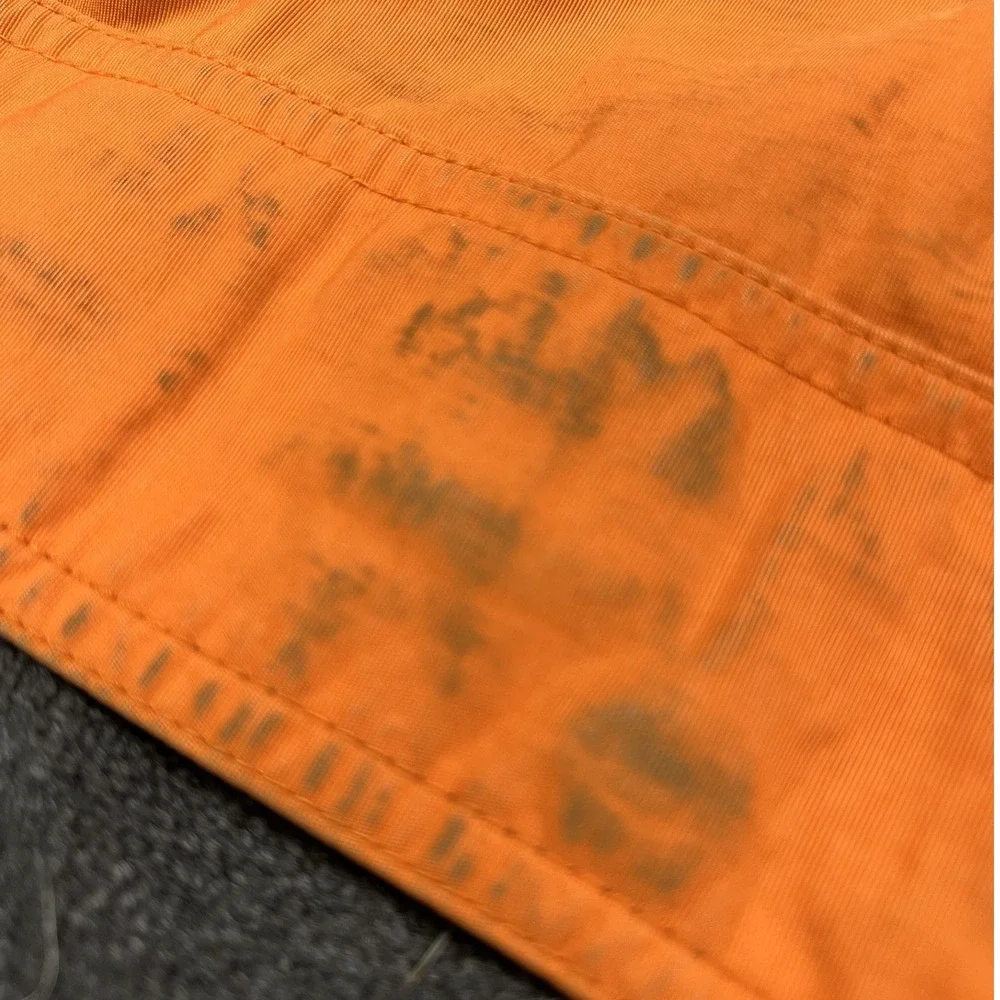 Columbia Hooded Parka Jacket Mens Large Orange Reflective Safety Stripe B2